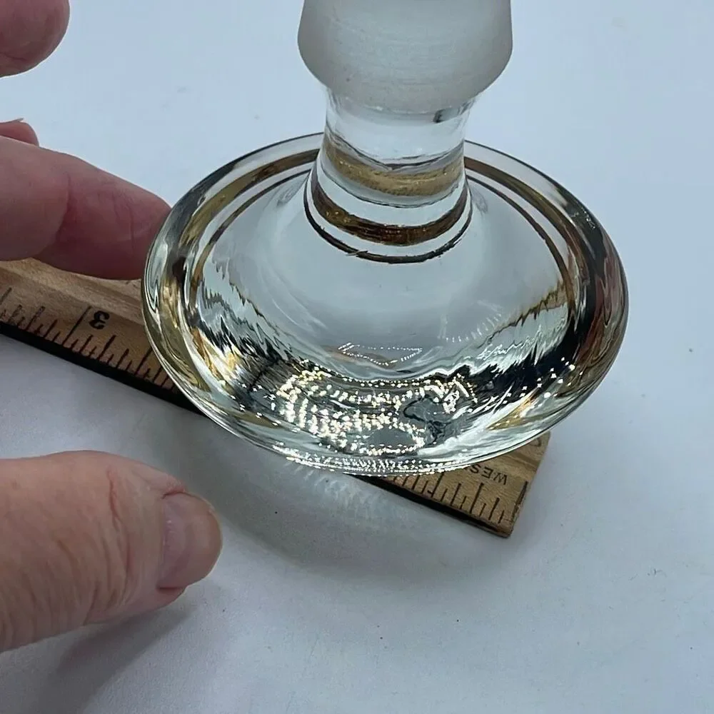 Vintage crystal hand painted gold ring trim decanter top .